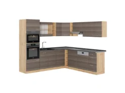 Vicco R-Line Eckküche Edelgrau/Goldkraft Eiche 237 x 247 cm AP Anthrazit ohne E-Geräte