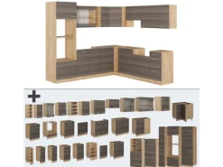 Vicco R-Line Eckküche Edelgrau/Goldkraft Eiche 237 x 247 cm AP Anthrazit ohne E-Geräte