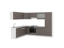 Vicco R-Line Eckküche Edelgrau/Weiß 227 x 287 cm AP Marmor ohne E-Geräte