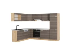 Vicco R-Line Eckküche Edelgrau/Goldkraft Eiche 227 x 287 cm AP Marmor ohne E-Geräte