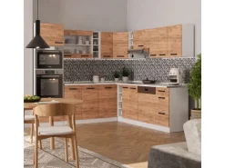 Vicco R-Line Eckküche Goldkraft Eiche/Weiß 237 x 247 cm AP Anthrazit ohne E-Geräte