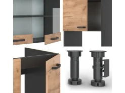 Vicco R-Line Eckküche Goldkraft Eiche/Anthrazit 237 x 60 cm ohne Arbeitsplatte ohne E-Geräte