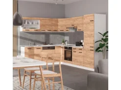 Vicco R-Line Eckküche Goldkraft Eiche/Weiß 227 x 287 cm AP Marmor ohne E-Geräte
