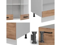 Vicco R-Line Eckküche Goldkraft Eiche/Weiß 227 x 287 cm AP Marmor ohne E-Geräte