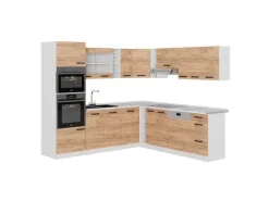 Vicco R-Line Eckküche Goldkraft Eiche/Weiß 237 x 247 cm AP Eiche ohne E-Geräte