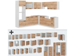 Vicco R-Line Eckküche Goldkraft Eiche/Weiß 237 x 247 cm AP Eiche ohne E-Geräte