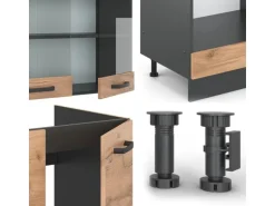 Vicco R-Line Eckküche Goldkraft Eiche/Anthrazit 227 x 287 cm AP Anthrazit ohne E-Geräte