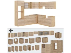 Vicco R-Line Eckküche Sonoma/Goldkraft Eiche 237 x 247 cm AP Anthrazit ohne E-Geräte