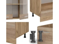 Vicco R-Line Eckküche Sonoma/Goldkraft Eiche 227 x 287 cm AP Anthrazit ohne E-Geräte