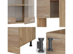 Vicco R-Line Eckküche Sonoma/Goldkraft Eiche 237 x 247 cm AP Eiche ohne E-Geräte
