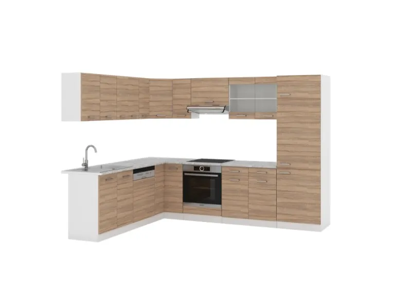 Vicco R-Line Eckküche Sonoma 227 x 287 cm AP Marmor ohne E-Geräte