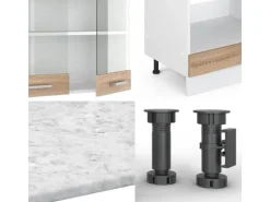 Vicco R-Line Eckküche Sonoma 227 x 287 cm ohne Arbeitsplatte ohne E-Geräte