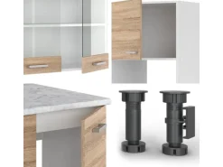 Vicco R-Line Eckküche Sonoma/Weiß 237 x 247 cm AP Eiche ohne E-Geräte
