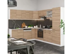 Vicco R-Line Eckküche Sonoma/Weiß 227 x 287 cm AP Anthrazit ohne E-Geräte