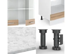 Vicco R-Line Eckküche Sonoma/Weiß 227 x 287 cm AP Anthrazit ohne E-Geräte