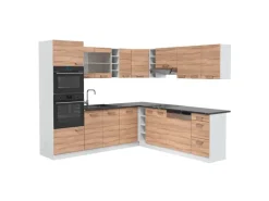 Vicco R-Line Eckküche Sonoma/Weiß 237 x 247 cm AP Anthrazit ohne E-Geräte