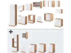 Vicco R-Line Eckküche Weiß Hochglanz/Goldkraft Eiche 227 x 287 cm ohne Arbeitsplatte ohne E-Geräte