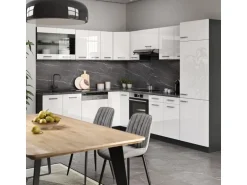 Vicco R-Line Eckküche Weiß Hochglanz/Anthrazit 227 x 287 cm AP Eiche ohne E-Geräte