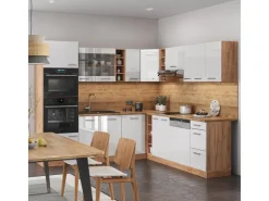 Vicco R-Line Eckküche Weiß Hochglanz/Goldkraft Eiche 237 x 60 cm ohne Arbeitsplatte ohne E-Geräte
