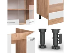 Vicco R-Line Eckküche Weiß Hochglanz/Goldkraft Eiche 227 x 287 cm AP Anthrazit ohne E-Geräte
