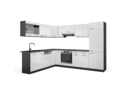 Vicco R-Line Eckküche Weiß Hochglanz/Anthrazit 227 x 287 cm ohne Arbeitsplatte ohne E-Geräte