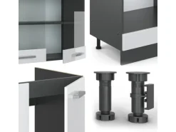 Vicco R-Line Eckküche Weiß Hochglanz/Anthrazit 227 x 287 cm ohne Arbeitsplatte ohne E-Geräte
