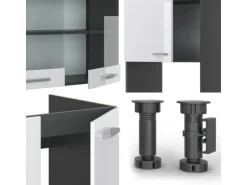 Vicco R-Line Eckküche Weiß Hochglanz/Anthrazit 237 x 247 cm AP Marmor ohne E-Geräte