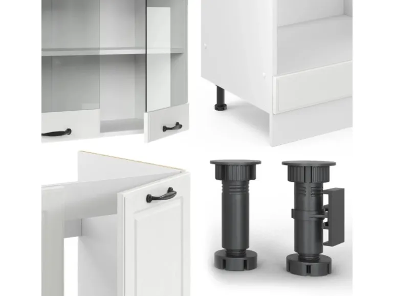 Vicco R-Line Eckküche Weiß Landhaus/Weiß 227 x 287 cm AP Eiche ohne E-Geräte