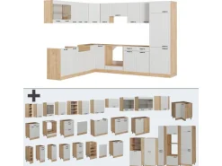Vicco R-Line Eckküche Weiß Landhaus/Goldkraft Eiche 227 x 287 cm AP Anthrazit ohne E-Geräte