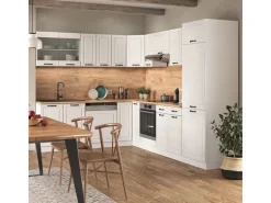 Vicco R-Line Eckküche Weiß Landhaus/Weiß 227 x 287 cm AP Marmor ohne E-Geräte