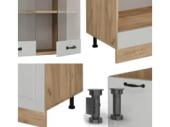 Vicco R-Line Eckküche Weiß Landhaus/Goldkraft Eiche 227 x 287 cm ohne Arbeitsplatte ohne E-Geräte