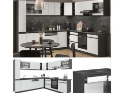 Vicco R-Line Eckküche Weiß/Anthrazit 257 x 277 cm J-ShapeAP Anthrazit ohne E-Geräte
