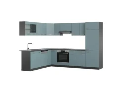 Vicco R-Line Einbauküche Blau-Grau/Anthrazit 227 x 287 cm ohne Arbeitsplatte ohne E-Geräte