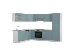 Vicco R-Line Einbauküche Blau-Grau 227 x 287 cm ohne Arbeitsplatte ohne E-Geräte