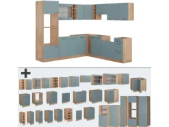 Vicco R-Line Einbauküche Blau-Grau/Goldkraft Eiche 237 x 60 cm ohne Arbeitsplatte ohne E-Geräte