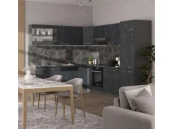 Vicco R-Line Einbauküche in L-Form Schwarz Beton/Anthrazit 227 x 287 cm AP Anthrazit ohne E-Geräte