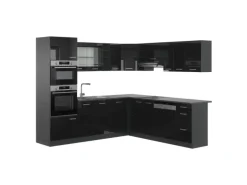 Vicco R-Line Einbauküche Schwarz Hochglanz/Anthrazit 237 x 60 cm ohne Arbeitsplatte ohne E-Geräte