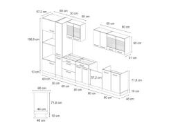 Vicco R-Line Küche Artisan Eiche/Anthrazit 350 cm mit HochschrankAP Marmor ohne E-Geräte