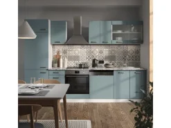 Vicco R-Line Küche Blau-Grau/Weiß 300 cm ohne Arbeitsplatte ohne E-Geräte