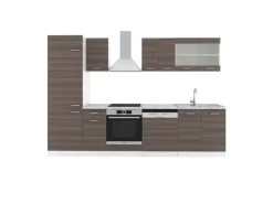 Vicco R-Line Küche Edelgrau/Weiß 300 cm AP Marmor ohne E-Geräte