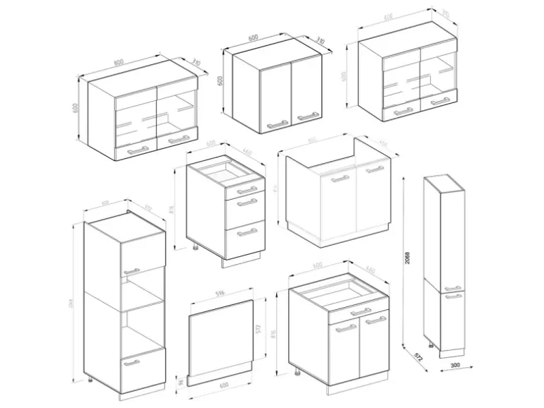 Vicco R-Line Küche Weiß Hochglanz/Anthrazit 350 cm mit Hochschrank ohne E-Geräte