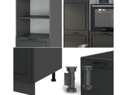 Vicco R-Line Küchenblock Anthrazit Landhaus/Anthrazit 180 cm ohne Arbeitsplatte ohne E-Geräte