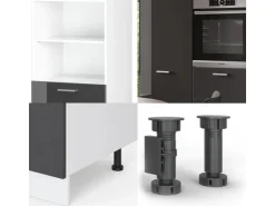 Vicco R-Line Küchenblock Anthrazit Hochglanz/Weiß 180 cm ohne Arbeitsplatte ohne E-Geräte