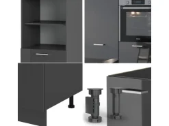 Vicco R-Line Küchenblock Anthrazit Hochglanz/Anthrazit 180 cm ohne Arbeitsplatte ohne E-Geräte