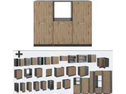 Vicco R-Line Küchenblock Artisan Eiche/Anthrazit 180 cm ohne Arbeitsplatte ohne E-Geräte