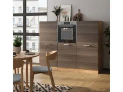 Vicco R-Line Küchenblock Edelgrau/Goldkraft Eiche 180 cm ohne Arbeitsplatte ohne E-Geräte