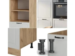 Vicco R-Line Küchenblock Weiß Landhaus/Goldkraft Eiche 180 cm ohne Arbeitsplatte ohne E-Geräte