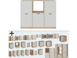 Vicco R-Line Küchenblock Weiß Landhaus/Goldkraft Eiche 180 cm ohne Arbeitsplatte ohne E-Geräte