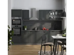 Vicco R-Line Küchenzeile Anthrazit Landhaus/Anthrazit 300 cm mit Hochschrankohne Arbeitsplatte ohne E-Geräte