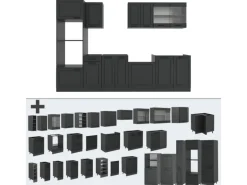 Vicco R-Line Küchenzeile Anthrazit Landhaus/Anthrazit 300 cm mit Hochschrankohne Arbeitsplatte ohne E-Geräte